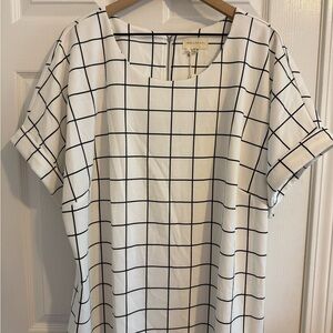 MELLODAY Ivory Windowpane Top